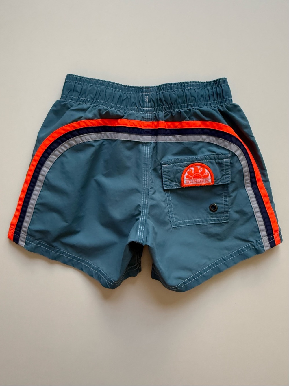 Sundek Boys Blue Swim Shorts - Short Elastic Waist Iconic Taffeta - Size 6